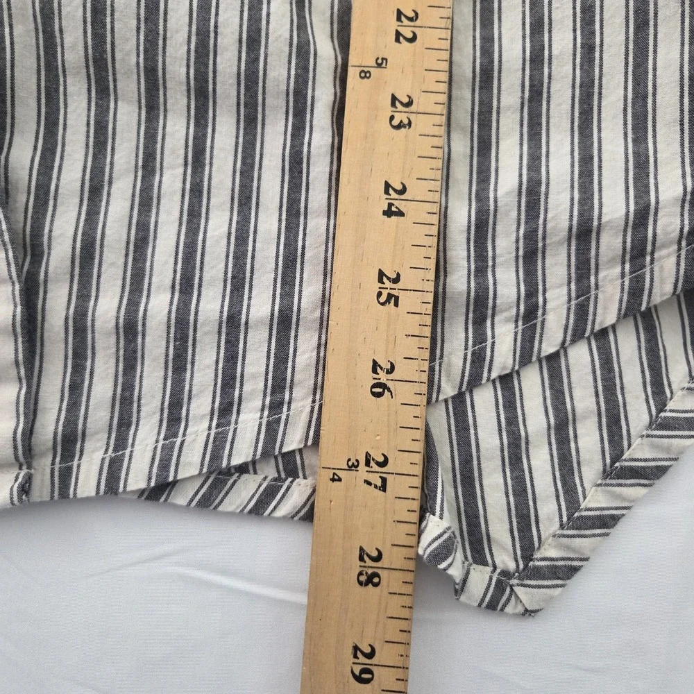 Free People x Brenda Knight Shirt Womens Large Gray Striped Button Up Boho Chic